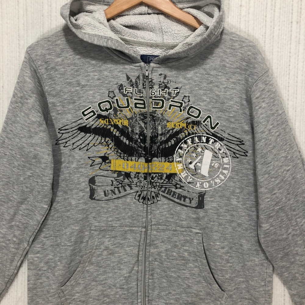 Premier International Flight Squadron Zip Up Hoodie Heather Grey Boys XL 16/18‎